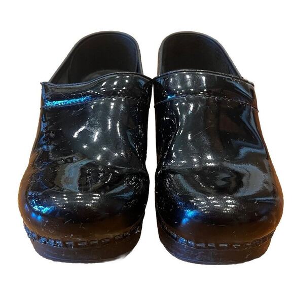 Dansko Patent Leather Clog Shoes Size 37/7 Women’s Black Slip On - Picture 3 of 8